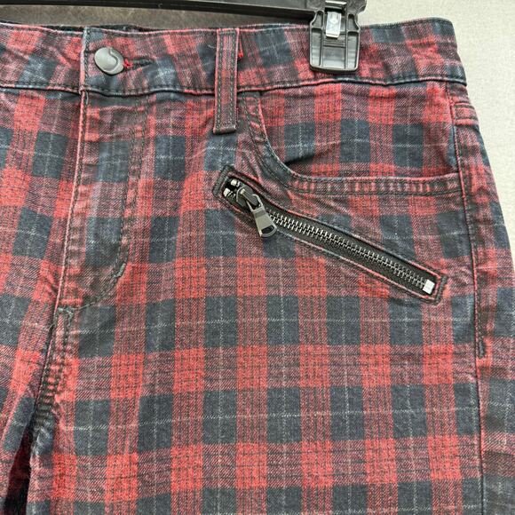 Joe's Jeans Women's 30 (10) Red Black Plaid Zip Skinny Moto Style Slash Pockets - Picture 4 of 14